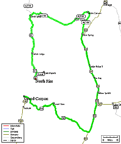 Click for a larger map of the route from South Rim to North Rim